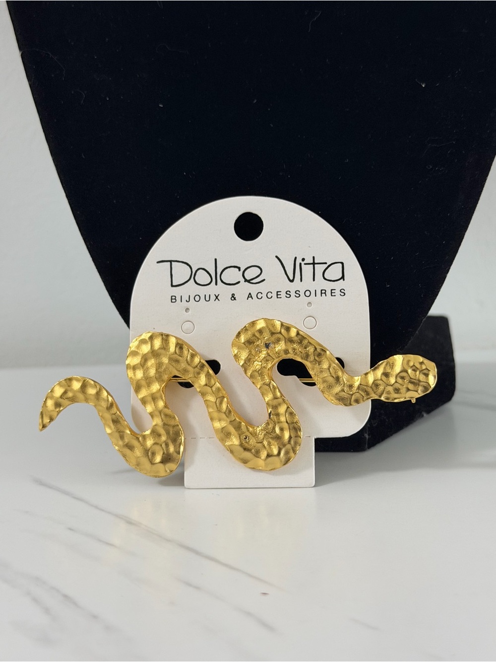 Dolce Vita Paris Gold Textured Snake Brooch